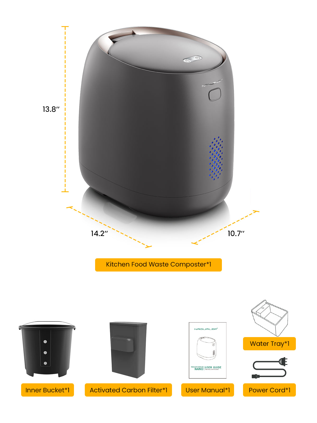 Kitchen Compost Bin  Countertop Food Waste Bin (Made in Korea